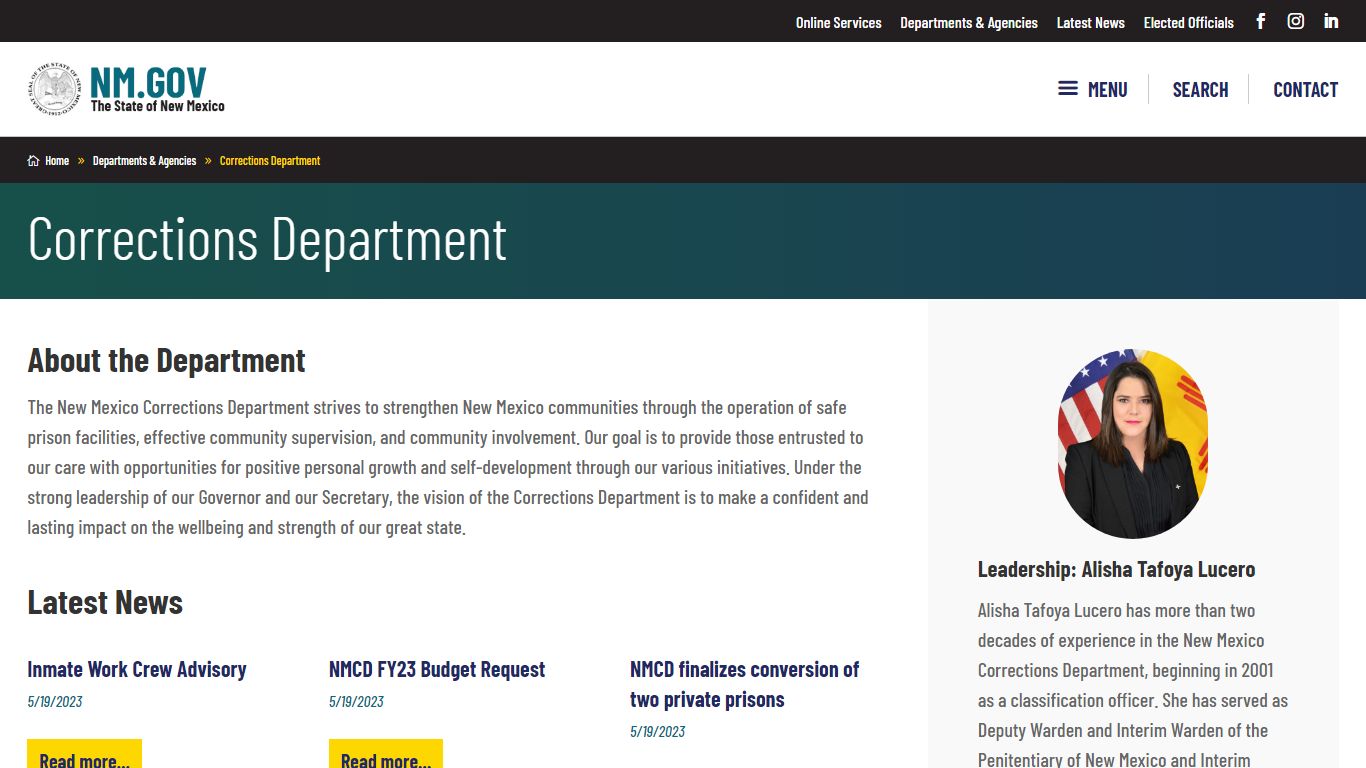 Corrections Department - Welcome to NewMexico.gov